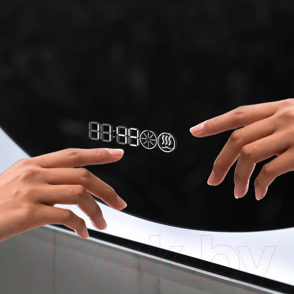 Изображение товара Зеркало Пекам Anna 80x80 / anna-80x80spcl (подсветка, двойной сенсор на прикосновение, подогрев, часы)