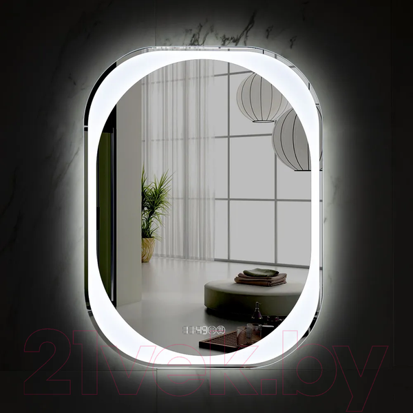 Изображение товара Зеркало Пекам Anna 60x80 / anna-60x80spcl (подсветка, двойной сенсор на прикосновение, подогрев, часы)