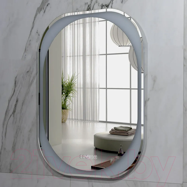 Изображение товара Зеркало Пекам Anna 60x80 / anna-60x80spcl (подсветка, двойной сенсор на прикосновение, подогрев, часы)