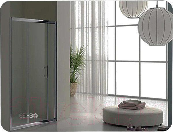 Изображение товара Зеркало Пекам MartaFly 110x80 / MartaFly-110x80scl (с подсветкой, с сенсором на прикосновение, часами)