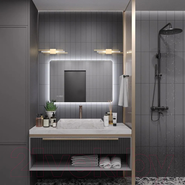 Изображение товара Зеркало Пекам MartaFly 140x80 / MartaFly-140x80scl (с подсветкой, с сенсором на прикосновение, часами)