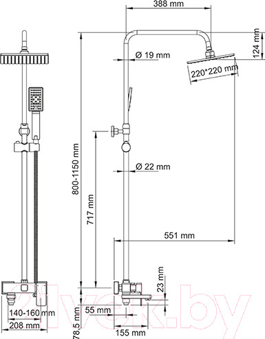 Изображение товара Душевая система со смесителем Wasserkraft A17701