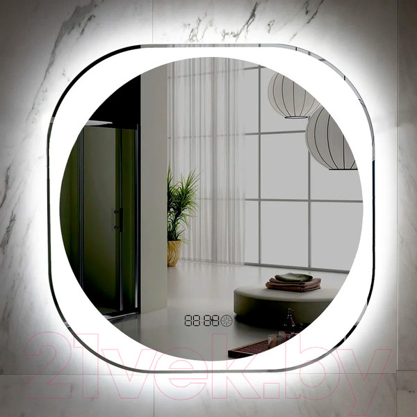 Изображение товара Зеркало Пекам Anna 80x80 / anna-80x80scl (с подсветкой, с сенсором на прикосновение, часами)