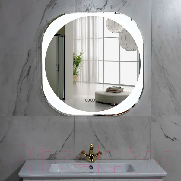 Изображение товара Зеркало Пекам Anna 80x80 / anna-80x80scl (с подсветкой, с сенсором на прикосновение, часами)
