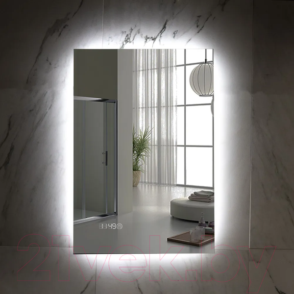 Изображение товара Зеркало Пекам Greta Fly 80x140 / GretaFly-80x140scl (с подсветкой, с сенсором на прикосновение, часами)