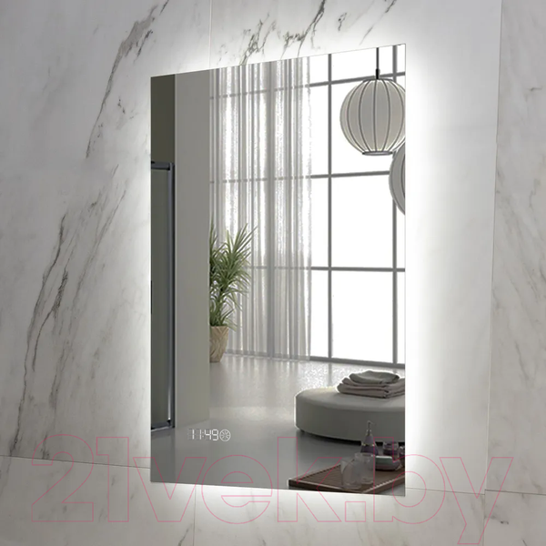 Изображение товара Зеркало Пекам Greta Fly 80x140 / GretaFly-80x140scl (с подсветкой, с сенсором на прикосновение, часами)