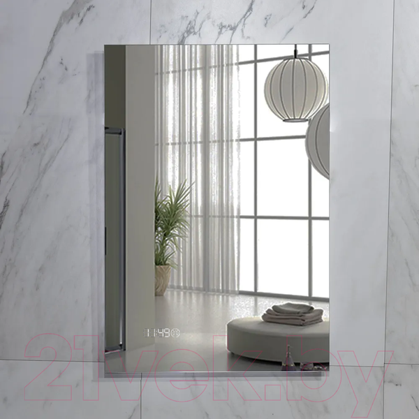 Изображение товара Зеркало Пекам Greta Fly 80x140 / GretaFly-80x140scl (с подсветкой, с сенсором на прикосновение, часами)
