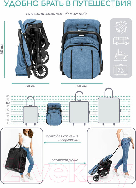 Изображение товара Детская прогулочная коляска Amarobaby Voyager / AB22-10VOYAGER/20 (синий)