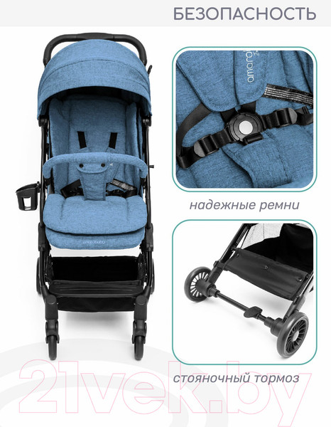 Изображение товара Детская прогулочная коляска Amarobaby Voyager / AB22-10VOYAGER/20 (синий)