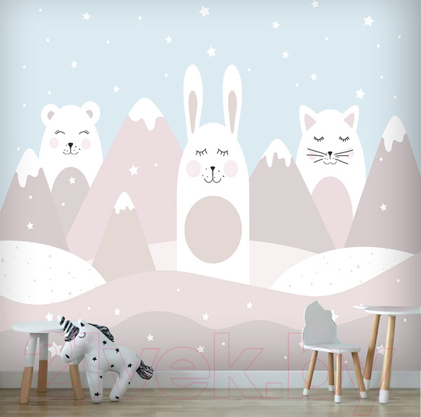 Изображение товара Фотообои листовые Vimala Белые зайцы (270x300)