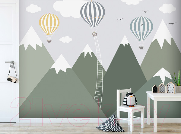 Изображение товара Фотообои листовые Vimala Зеленые горы с шарами (270x300)