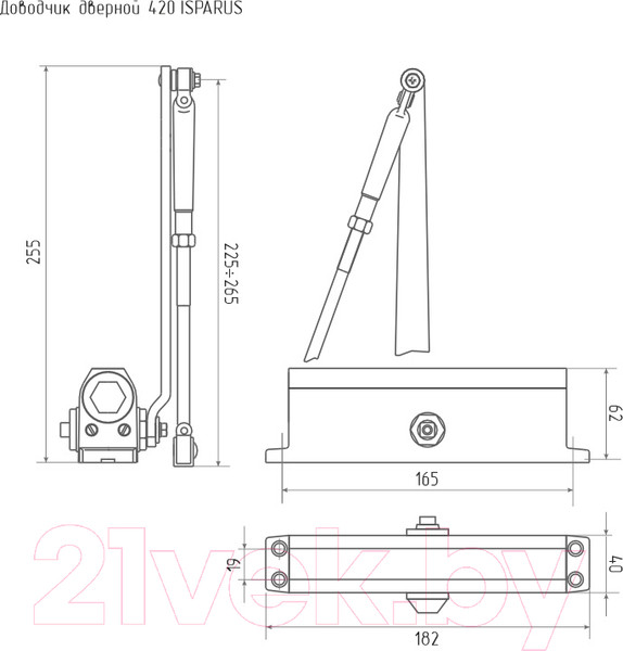 Изображение товара Доводчик с рычагом Нора-М Isparus 420 (серебристый)