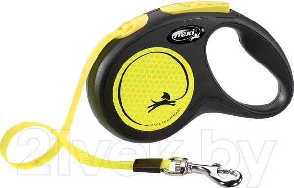 Изображение товара Поводок-рулетка Flexi New Neon лента 5м (M, неоново-желтый)