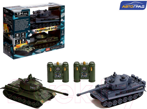 Изображение товара Набор радиоуправляемых игрушек Автоград Танковый бой Т34 vs Tiger / 9224883