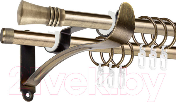 Изображение товара Карниз для штор АС ФОРОС Prime D16Г/16Г + наконечники Арига (1.6м, антик)