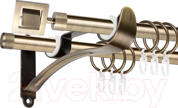 Изображение товара Карниз для штор АС ФОРОС Prime D16Г/16Г + наконечники Венето (1.6м, антик)