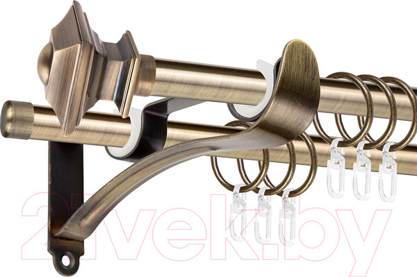 Изображение товара Карниз для штор АС ФОРОС Prime D16Г/16Г + наконечники Верди (1.6м, антик)