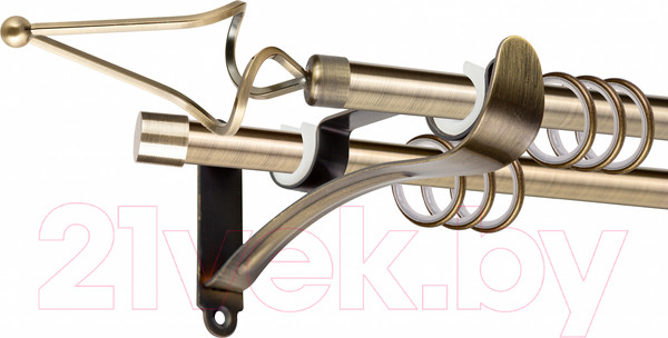 Изображение товара Карниз для штор АС ФОРОС Prime D16Г/16Г + наконечники Волна (1.6м, антик)