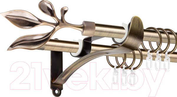 Изображение товара Карниз для штор АС ФОРОС Prime D16Г/16Г + наконечники Баваро (1.6м, антик)