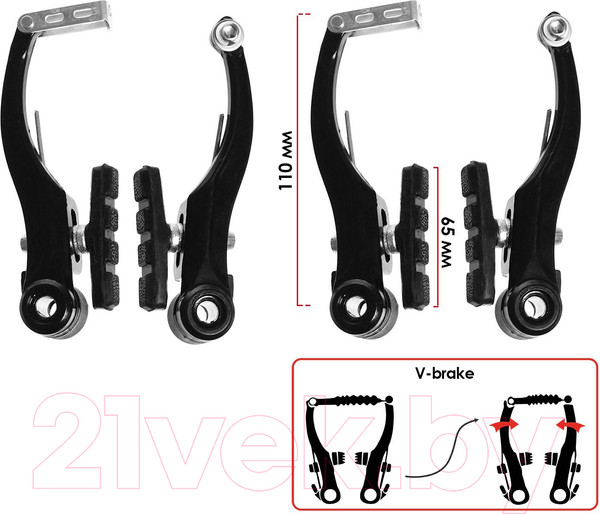 Изображение товара Тормоз для велосипеда Dream Bike V-brake 7378806 (черный)