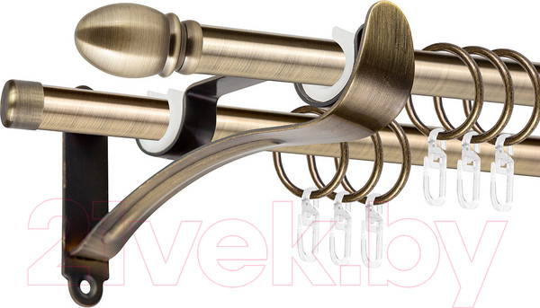 Изображение товара Карниз для штор АС ФОРОС Prime D16Г/16Г + наконечники Белуно (1.6м, антик)