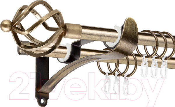 Изображение товара Карниз для штор АС ФОРОС Prime D16Г/16Г + наконечники Булава (1.6м, антик)
