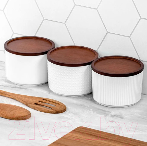 Изображение товара Набор емкостей для хранения Elan Gallery Микс / 540748 (3шт, белый)