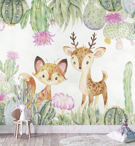 Изображение товара Фотообои листовые Vimala Кактусы и животные (270x300)