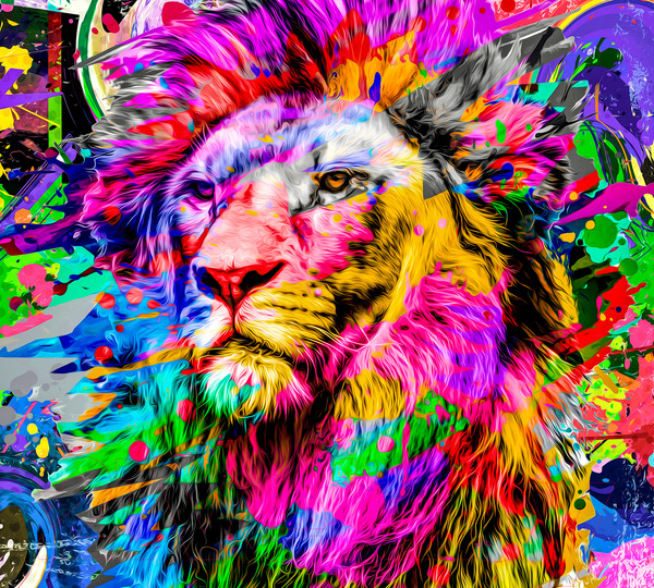 Изображение товара Фотообои листовые Vimala Лев в красках (270x300)