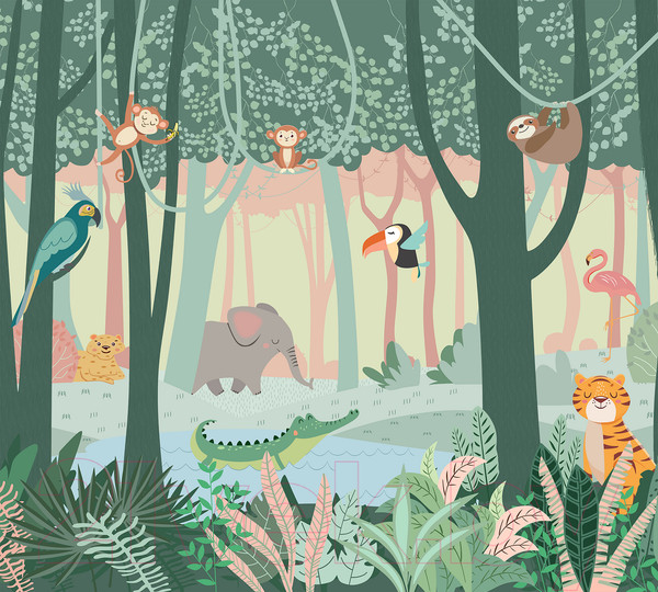 Изображение товара Фотообои листовые Vimala Лес с животными (270x300)