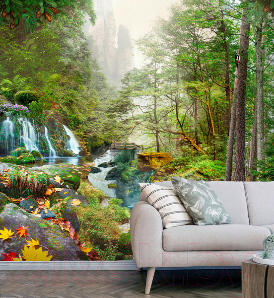 Изображение товара Фотообои листовые Vimala Водопад в лесу (270x300)