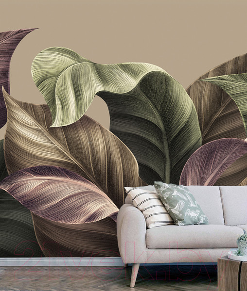 Изображение товара Фотообои листовые Vimala Листья на бежевом (270x300)