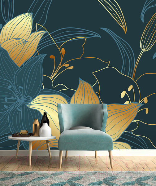 Изображение товара Фотообои листовые Vimala Золотые лилии (270x300)