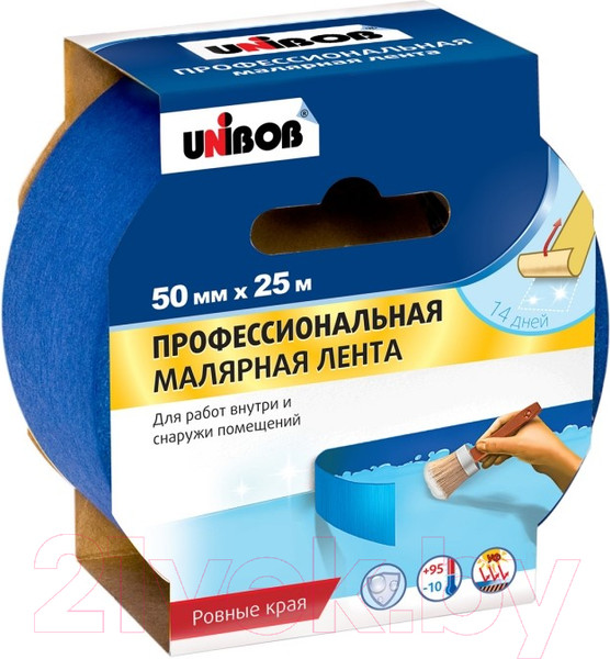 Изображение товара Лента малярная Unibob Для наружных работ 50ммx25м / 89343 (синий)