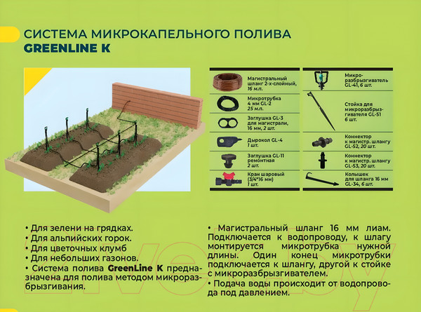 Изображение товара Система капельного полива GreenLINE K / 1475469