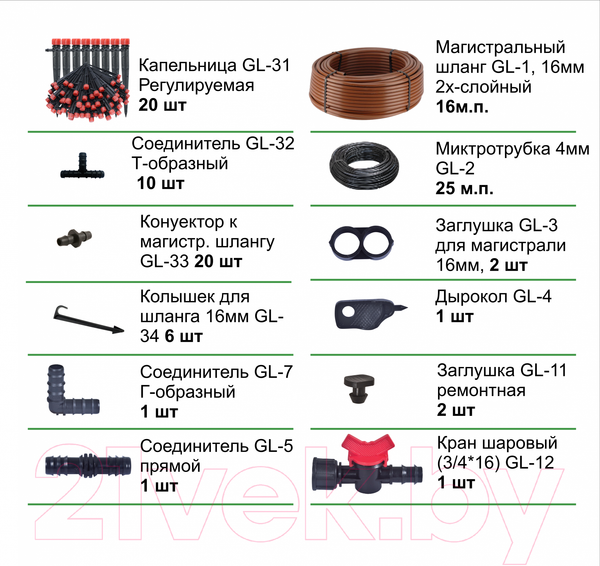 Изображение товара Система капельного полива GreenLINE G на 20 растений / 1520192