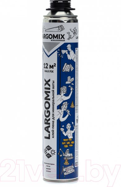 Изображение товара Клей-пена Largomix Max Fix Всесезонная для теплоизоляции (820мл)
