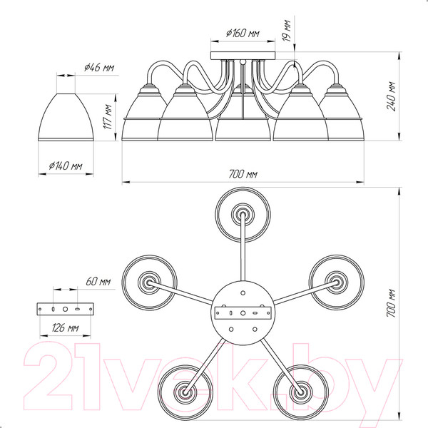 Изображение товара Люстра Элетех Атлас 151 НСБ 01-5х60-137 Е27 / 1005404979 (хром)