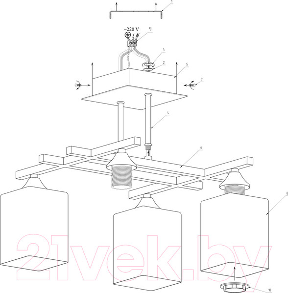 Изображение товара Люстра Элетех Базиль 141 НПБ 01-4х60-124 Е27 / 1005404981 (черный муар)