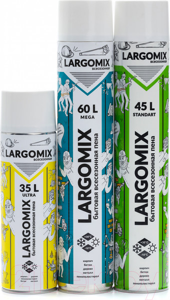 Изображение товара Пена монтажная Largomix Всесезонная бытовая (750мл)