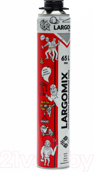 Изображение товара Пена монтажная Largomix 65 L Всесезонная пистолетная (850мл)