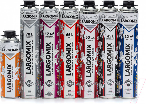 Изображение товара Пена монтажная Largomix 65 L Всесезонная пистолетная (850мл)