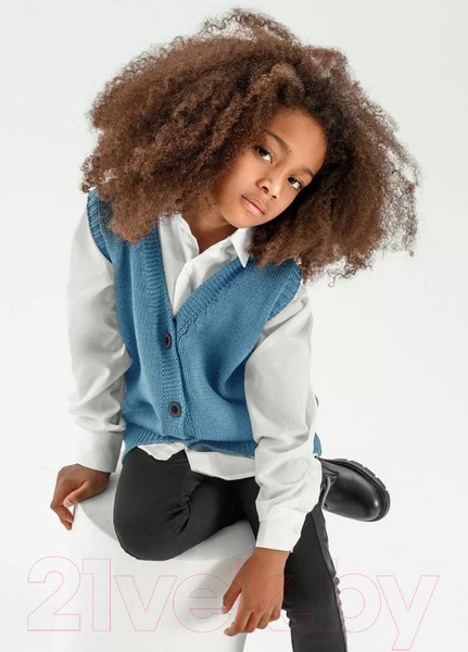 Изображение товара Жилет детский Amarobaby Knit Mild / AB-OD21-KNITM10/19-128 (голубой, р. 128)
