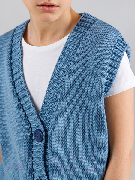 Изображение товара Жилет детский Amarobaby Knit Mild / AB-OD21-KNITM10/19-128 (голубой, р. 128)