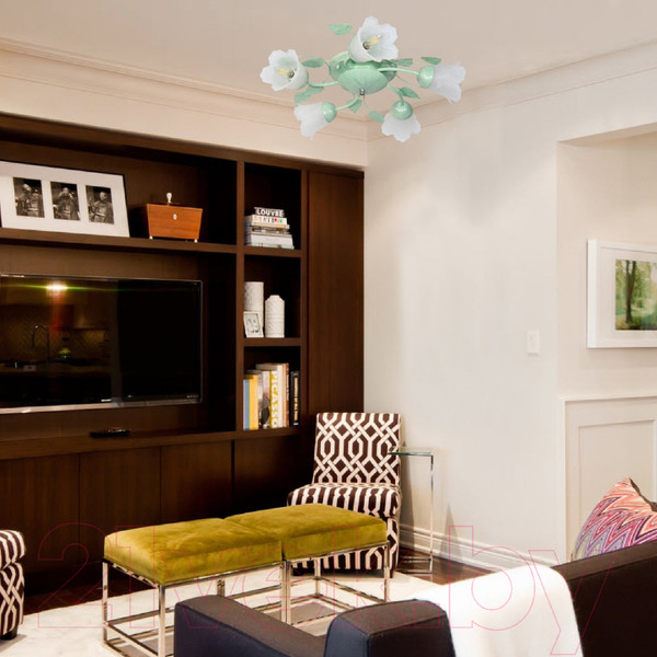 Изображение товара Люстра Элетех Глория 151 НПБ 01-5х60-102 Е14 / 1005403199 (зеленый/серебристый)