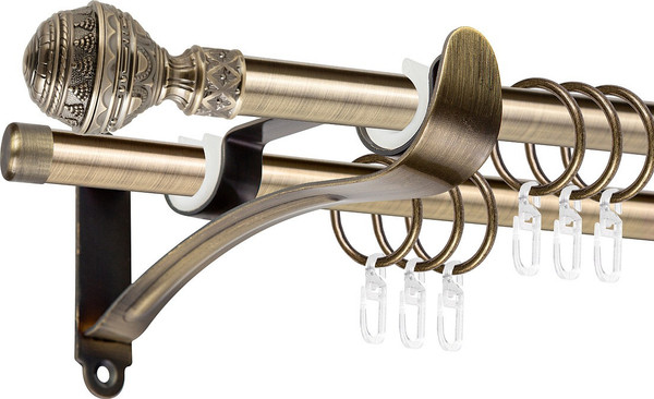 Изображение товара Карниз для штор АС ФОРОС Prime D16Г/16Г + наконечники Ампир (3м, антик)