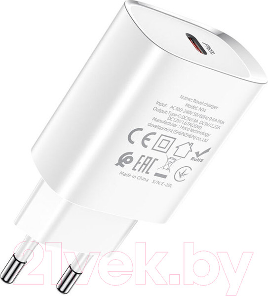 Изображение товара Зарядное устройство сетевое Hoco N14 / 45026 (белый)