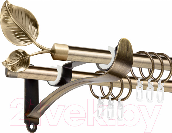 Изображение товара Карниз для штор АС ФОРОС Prime D16Г/16Г + наконечники Лист большой (3м, антик)