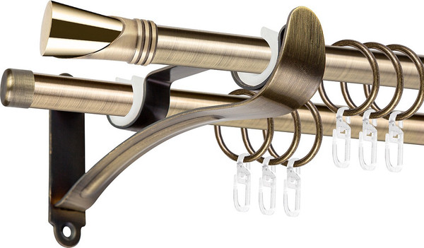 Изображение товара Карниз для штор АС ФОРОС Prime D16Г/16Г + наконечники Вега золото (3м, антик)