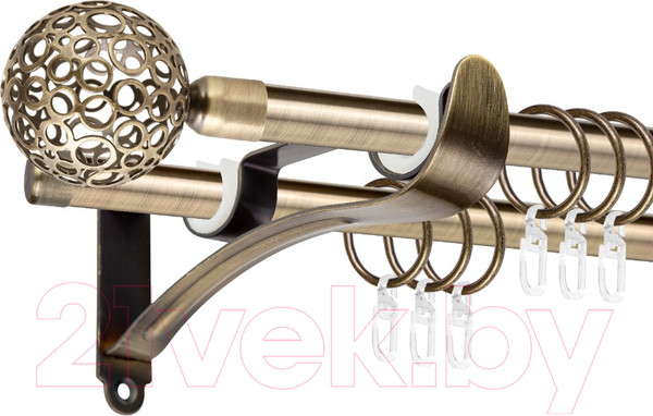 Изображение товара Карниз для штор АС ФОРОС Prime D16Г/16Г + наконечники Метеор (3м, антик)